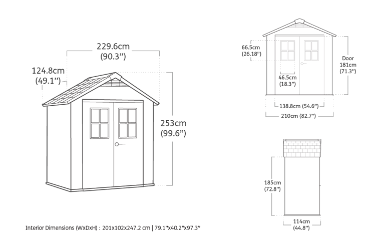 Oakland Shed 7.5x4ft - Grey